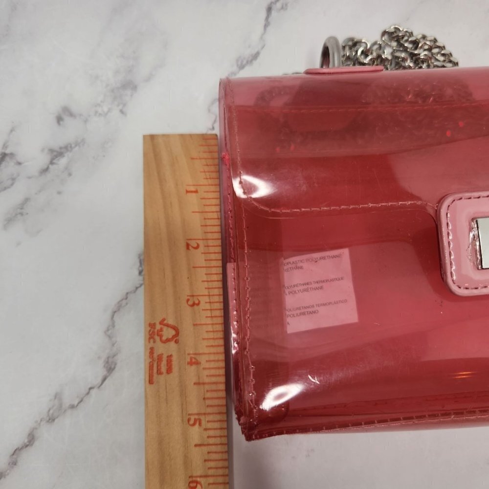 Barbiecore Pink Acrylic Purse Baguette Minibag Metal Chain Handle - Picture 4 of 8